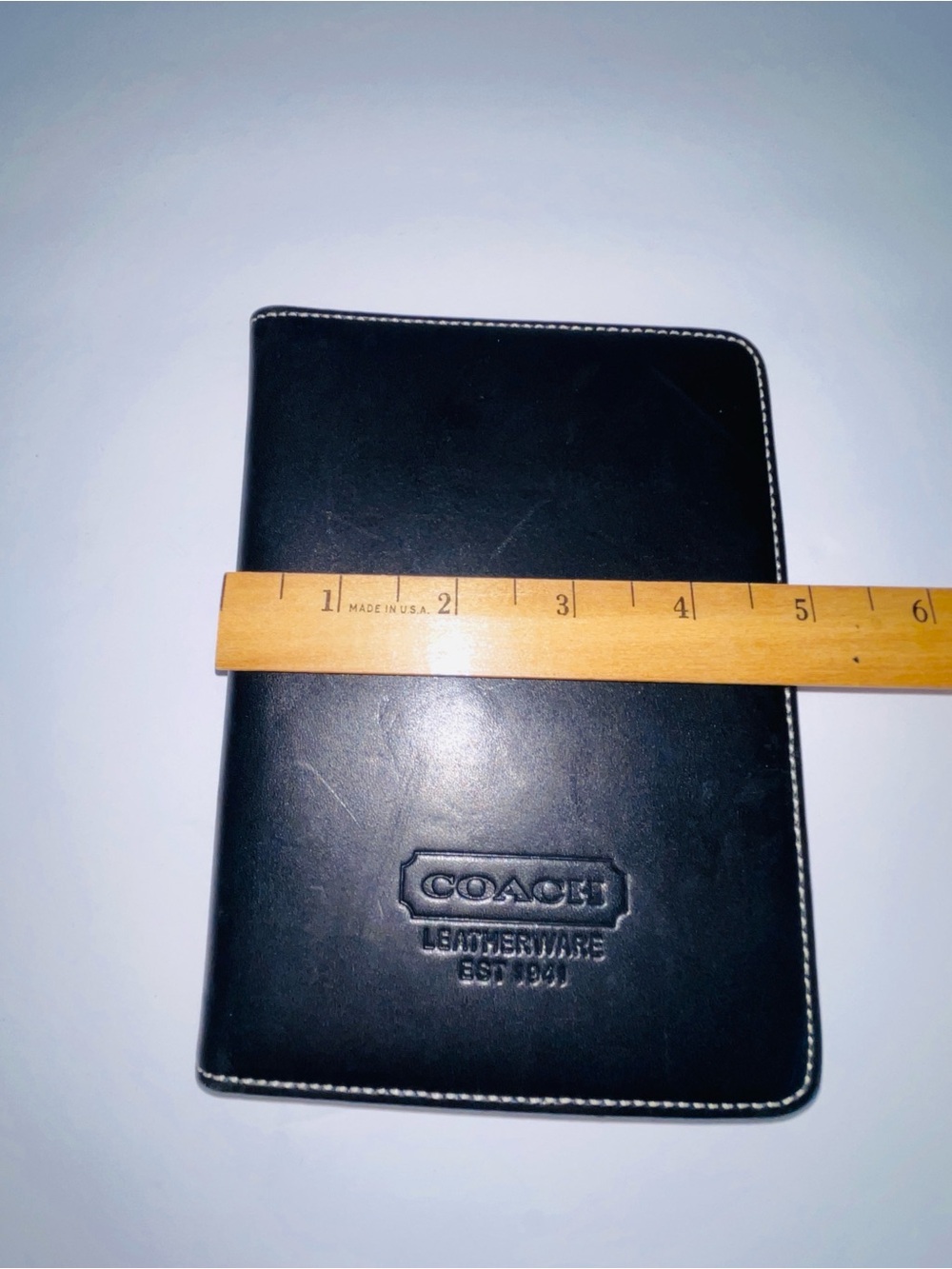 Coach Leatherware EST 1941 Black Leather Passport Holder Cover Photo Insert - Picture 5 of 6